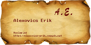 Alexovics Erik névjegykártya